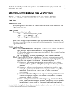 Characteristics of Exponentials and Logarithms