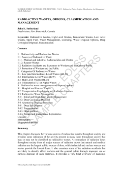 Radioactive Wastes, Origins, Classification And