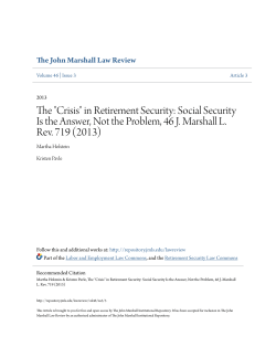 "Crisis" in Retirement Security - The John Marshall Institutional