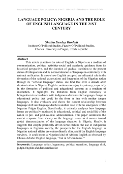 language policy: nigeria and the role