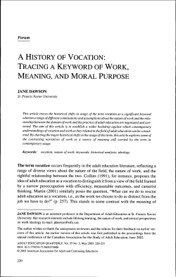 a history of vocation