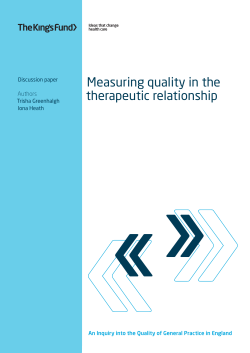 Measuring quality on the therapeutic relationship