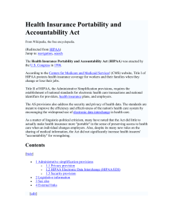 Health Insurance Portability and Accountability Act (HIPAA)