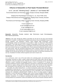 Influence of Astaxanthin on Pearl Oyster Pinctada