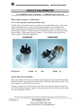 Joule`s Calorimeter, Instruction Sheets