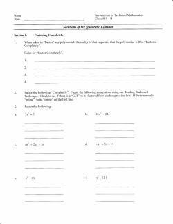 Class 10B Factoring Difference of Squares - Sum and
