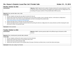 Mrs. Chausse`s Chemistry Lesson Plan: Unit 5