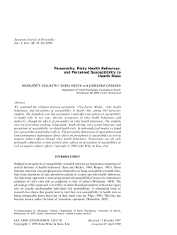 Personality, Risky Health Behaviour, and Perceived Susceptibility to