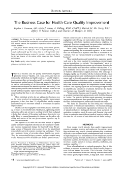 The Business Case for Health-Care Quality Improvement