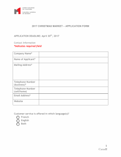 1 2017 CHRISTMAS MARKET &ndash; APPLICATION FORM