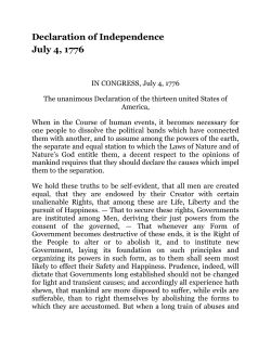 Declaration of Independence July 4, 1776
