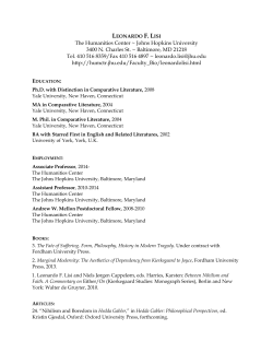 Curriculum Vitae - JHU Humanities Center