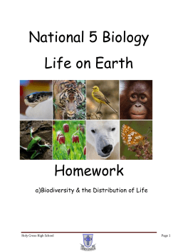 National 5 Biology Life on Earth Homework