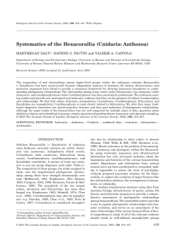 Systematics of the Hexacorallia (Cnidaria: Anthozoa)