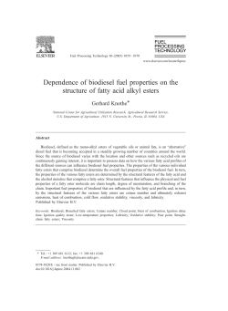 Dependence of Biodiesel Fuel Properties on the Structure of Fatty
