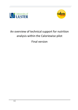An overview of technical support for nutrition analysis within the