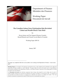 The Canadian Labour Forces Participation Rate Revisited Cohort