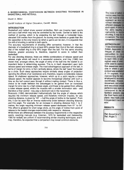 A BIOMECHANICAL COMPARISON BElWEEN SHOOTING