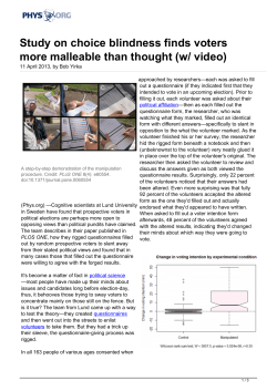Study on choice blindness finds voters more malleable
