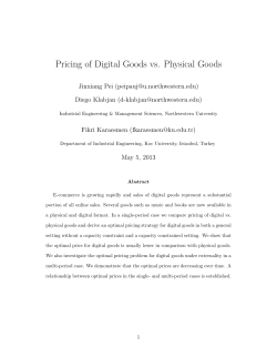Pricing of Digital Goods vs. Physical Goods