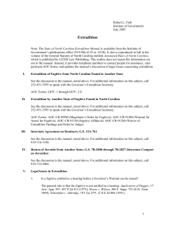 Extradition - UNC School of Government