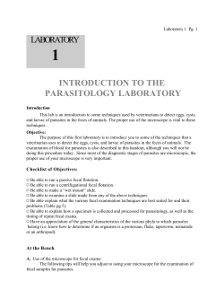 LABORATORY INTRODUCTION TO THE PARASITOLOGY