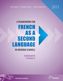 A Framework for French as a Second Language in Ontario Schools