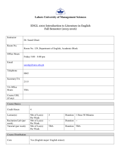 ENGL 1000-Introduction to Literatue in English-Dr