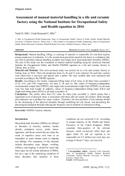 Assessment of manual material handling in a tile and ceramic