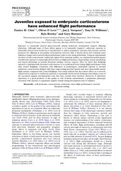 Juveniles exposed to embryonic corticosterone have