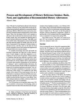 Process and Development of Dietary Reference Intakes