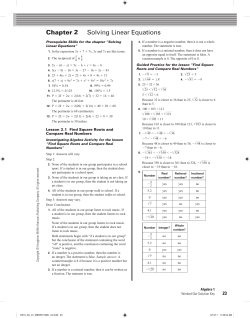Chapter Solving Linear Equations 2