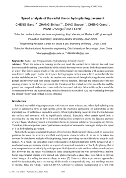 Speed analysis of the radial tire on hydroplaning pavement CHENG