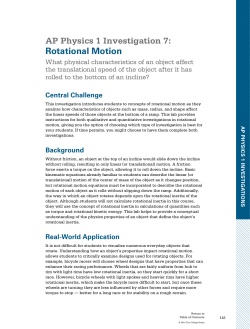 AP Physics 1 Investigation 7: Rotational Motion