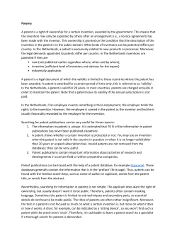 Patents A patent is a right of ownership for a certain invention