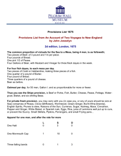 Provisions List 1675 - Pilgrim Hall Museum