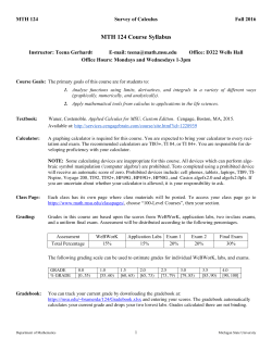 MTH 124 Course Syllabus - Michigan State University