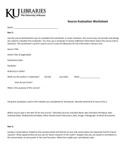 Source Evaluation Worksheet