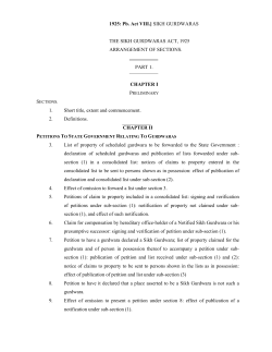 Sikh Gurdwaras Act,1925 - Ministry Of Home Affairs