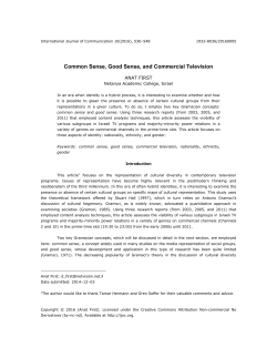 Common Sense, Good Sense, and Commercial Television