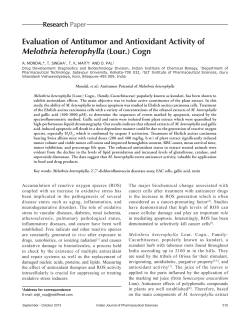 Evaluation of Antitumor and Antioxidant Activity of Melothria