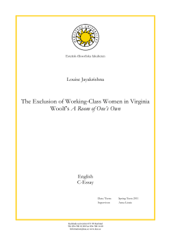 The Exclusion of Working-Class Women in Virginia Woolf`s A Room