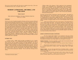 Modern Astronomy, the Bible, and Creation