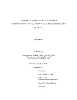 COMMUNICATION POLICY AND PUBLIC INTERESTS: MEDIA