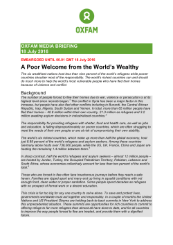 A Poor Welcome from the World`s Wealthy