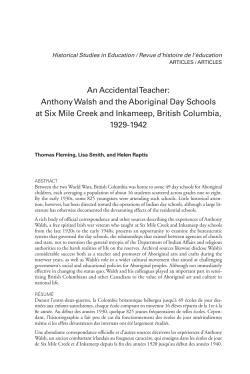Anthony Walsh and the Aboriginal Day Schools at Six Mile Creek