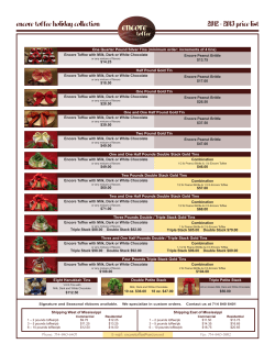2012 - 2013 price list encore toffee holiday collection
