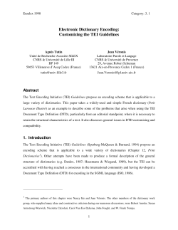 Electronic Dictionary Encoding: Customizing the TEI Guidelines