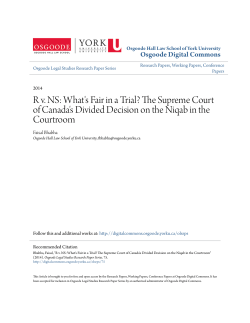 R v. NS: What`s Fair in a Trial? - Osgoode Digital Commons