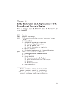 Chapter 8 FDIC Insurance and Regulation of U.S. Branches of